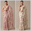 LIGHT COLOUR LEAF & FLOWER PRINT SAREE